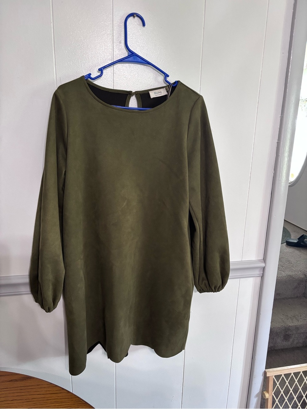 Bluivy Olive Long Sleeve Shift Tunic Dress